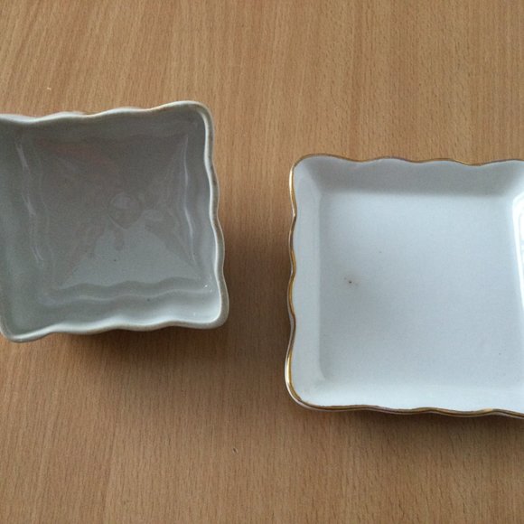 Vintage Old Foley James Kent Staffordshire Cheese butter dish gold flowers - Picture 5 of 6